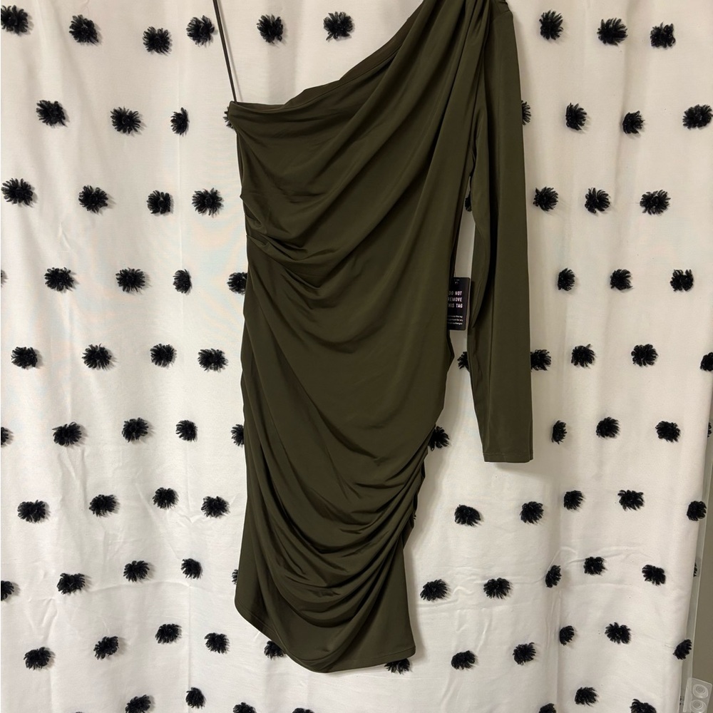 Express Olive One-Shoulder Body Contour Dress size Medium